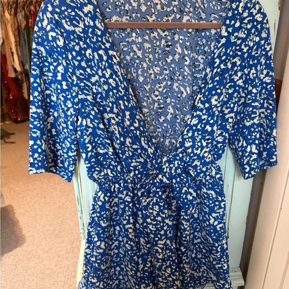 Blue and White Patterned Dress